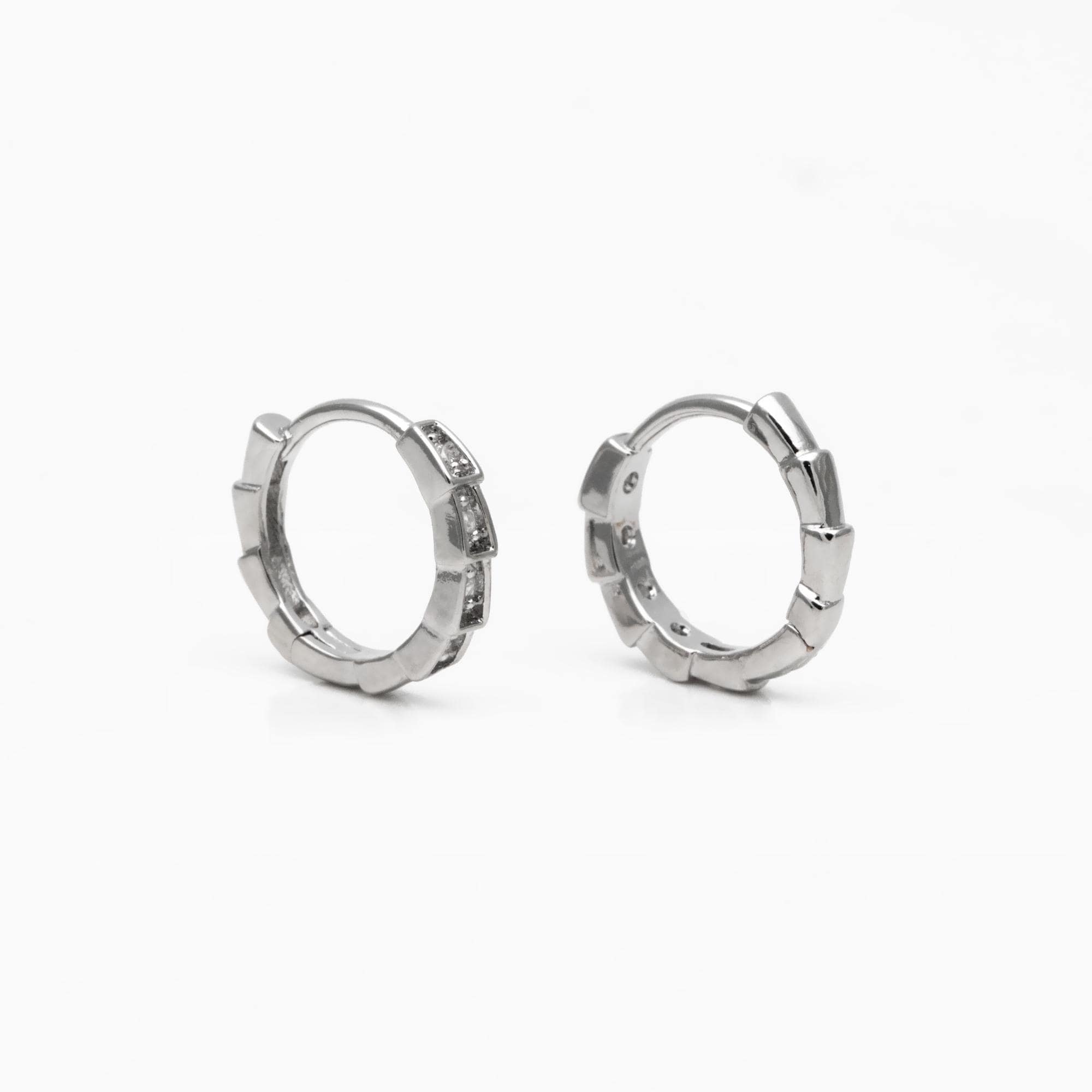 4pcs CZ Pave Gold/ Silver Hoop Earrings, 18K Real Gold/ Rhodium plated Brass, Dainty Huggie Earrings, Minimalist Earrings (GB-3826-C)